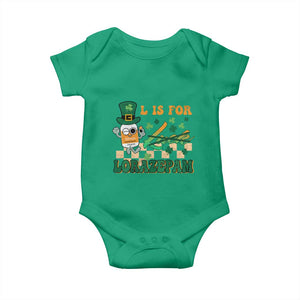 Funny Nurse St Patricks Day Baby Onesie Retro L is for Lorazepam Nursing Life TS02 Irish Green Print Your Wear