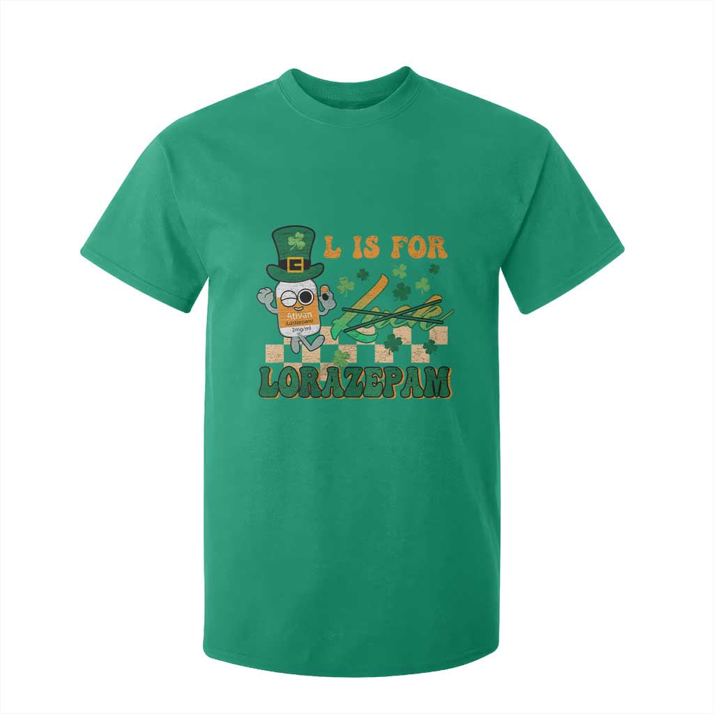 Funny Nurse St Patricks Day T Shirt For Kid Retro L is for Lorazepam Nursing Life TS02 Irish Green Print Your Wear