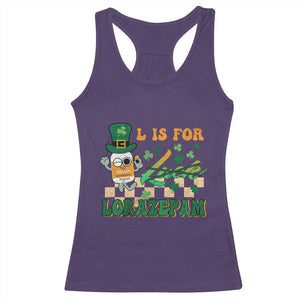 Funny Nurse St Patricks Day Racerback Tank Top Retro L is for Lorazepam Nursing Life TS02 Purple Print Your Wear