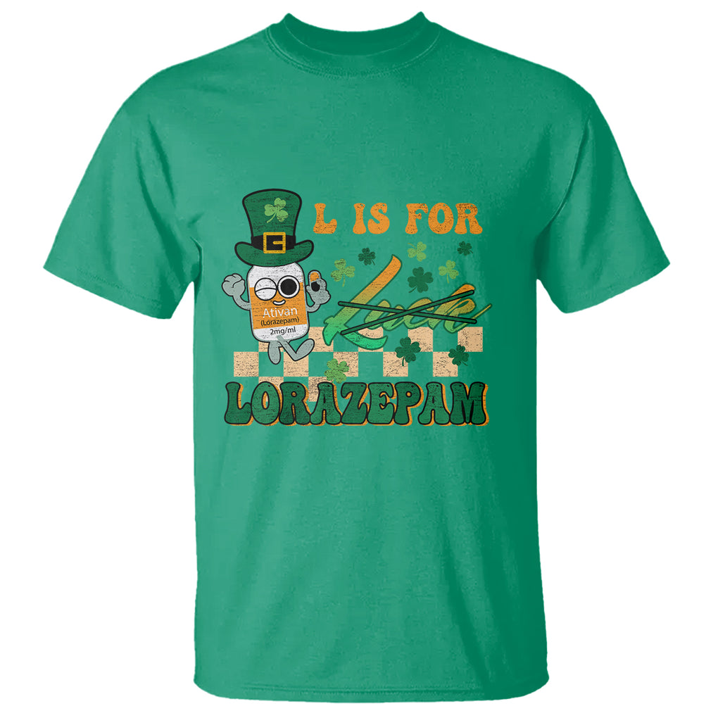 Funny Nurse St. Patricks Day T Shirt Retro L is for Lorazepam Nursing Life TS02 Irish Green Printyourwear