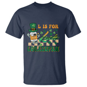 Funny Nurse St. Patricks Day T Shirt Retro L is for Lorazepam Nursing Life TS02 Navy Printyourwear