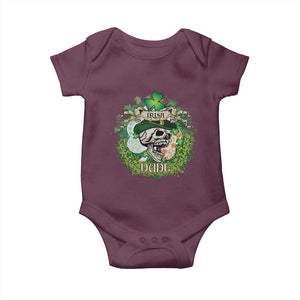 Irish Skull Baby Onesie Irish Dude Sugar Skull St Patricks Day Leprechaun TS02 Maroon Print Your Wear