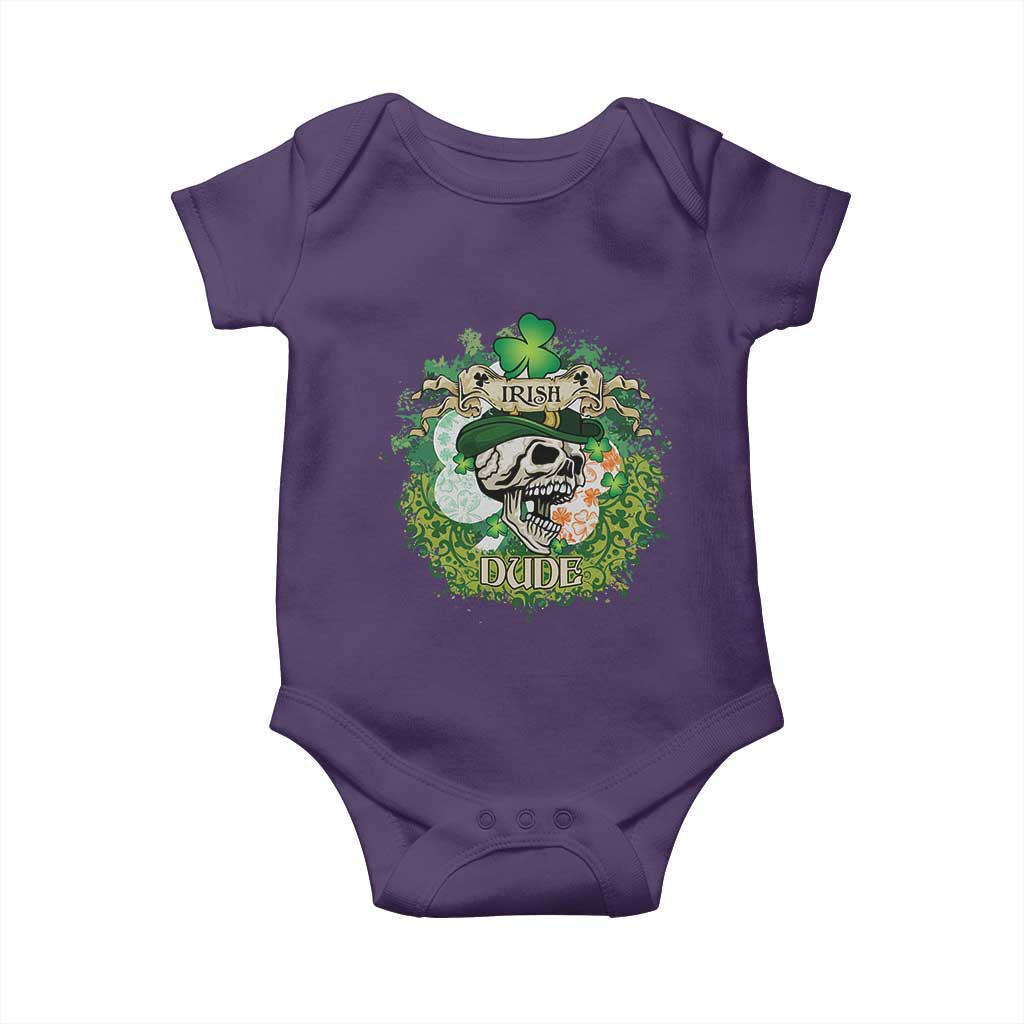 Irish Skull Baby Onesie Irish Dude Sugar Skull St Patricks Day Leprechaun TS02 Purple Print Your Wear