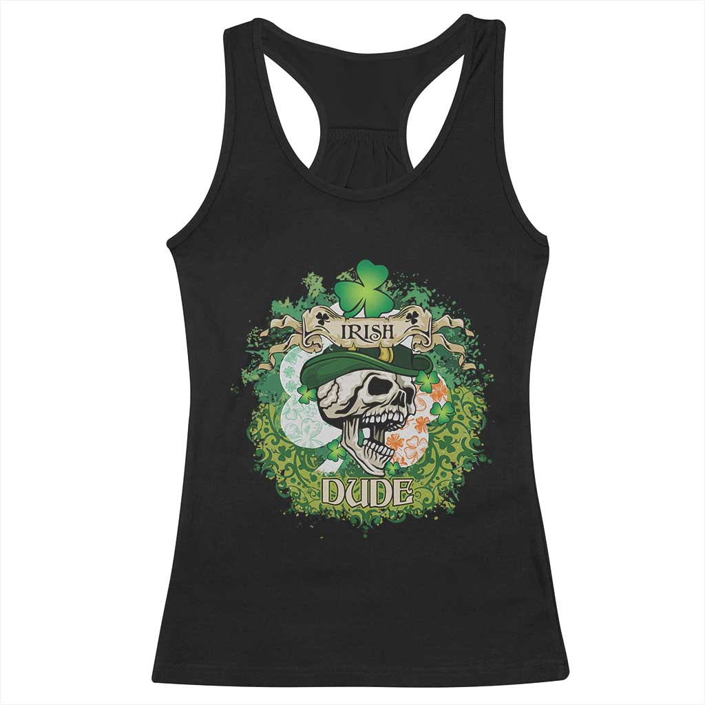 Irish Skull Racerback Tank Top Irish Dude Sugar Skull St Patricks Day Leprechaun TS02 Black Print Your Wear
