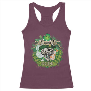 Irish Skull Racerback Tank Top Irish Dude Sugar Skull St Patricks Day Leprechaun TS02 Maroon Print Your Wear