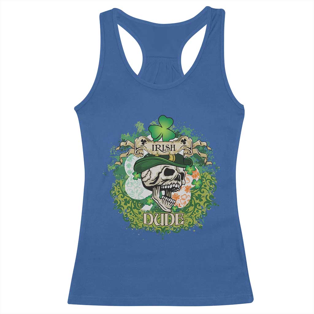 Irish Skull Racerback Tank Top Irish Dude Sugar Skull St Patricks Day Leprechaun TS02 Royal Blue Print Your Wear