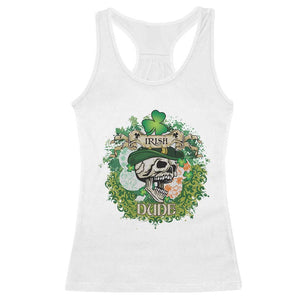 Irish Skull Racerback Tank Top Irish Dude Sugar Skull St Patricks Day Leprechaun TS02 White Print Your Wear