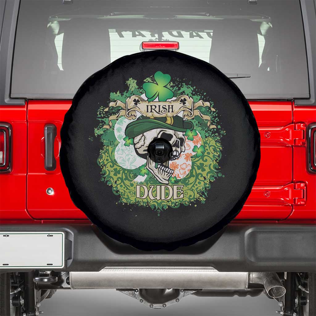Irish Skull Spare Tire Cover Irish Dude Sugar Skull St Patricks Day Leprechaun TS02 Black Print Your Wear