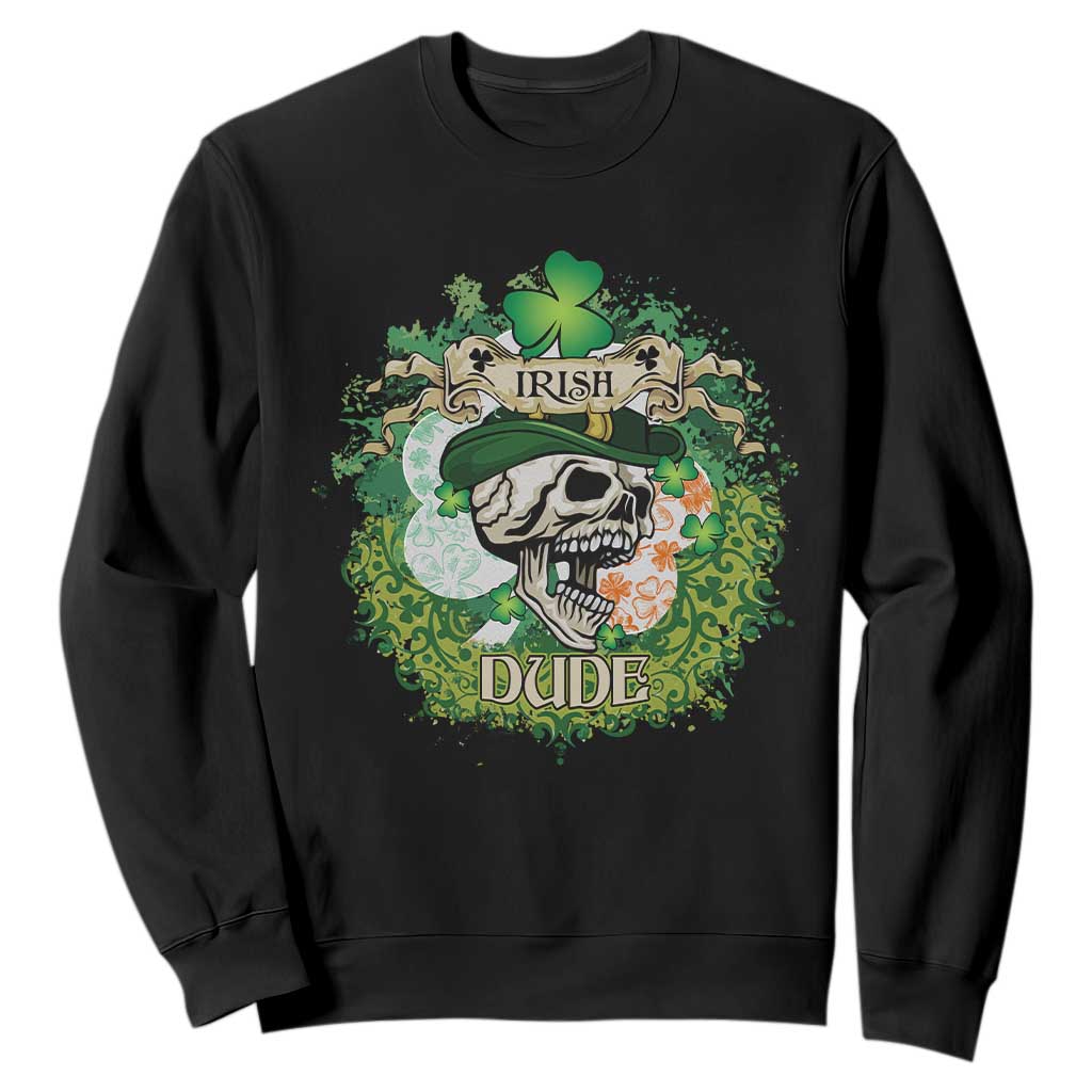Irish Skull Sweatshirt Irish Dude Sugar Skull St Patricks Day Leprechaun TS02 Black Printyourwear