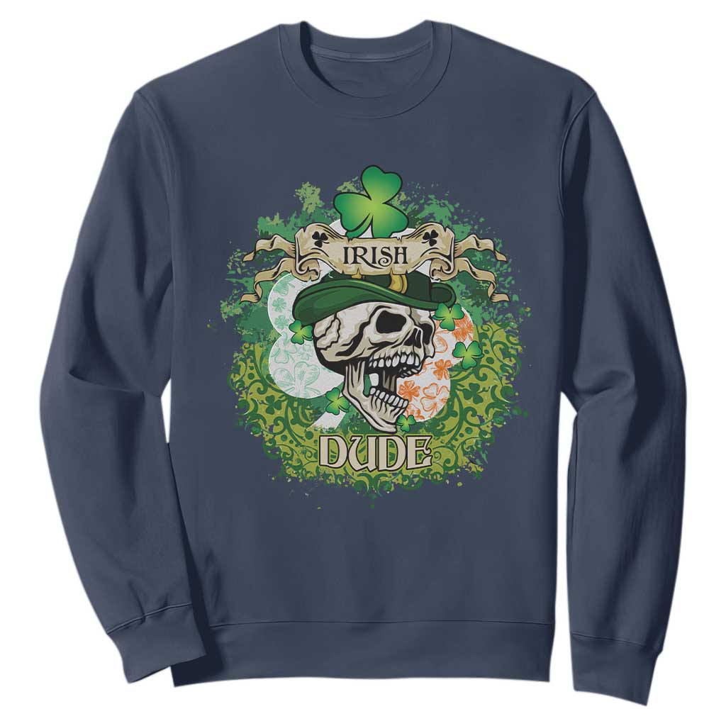 Irish Skull Sweatshirt Irish Dude Sugar Skull St Patricks Day Leprechaun TS02 Navy Printyourwear