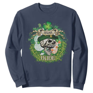 Irish Skull Sweatshirt Irish Dude Sugar Skull St Patricks Day Leprechaun TS02 Navy Printyourwear