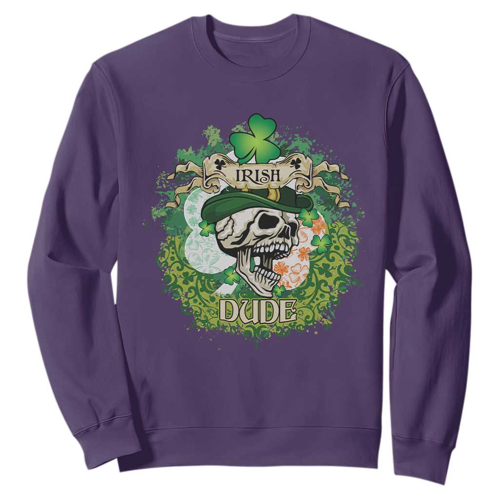 Irish Skull Sweatshirt Irish Dude Sugar Skull St Patricks Day Leprechaun TS02 Purple Printyourwear