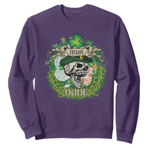 Irish Skull Sweatshirt Irish Dude Sugar Skull St Patricks Day Leprechaun TS02 Purple Printyourwear