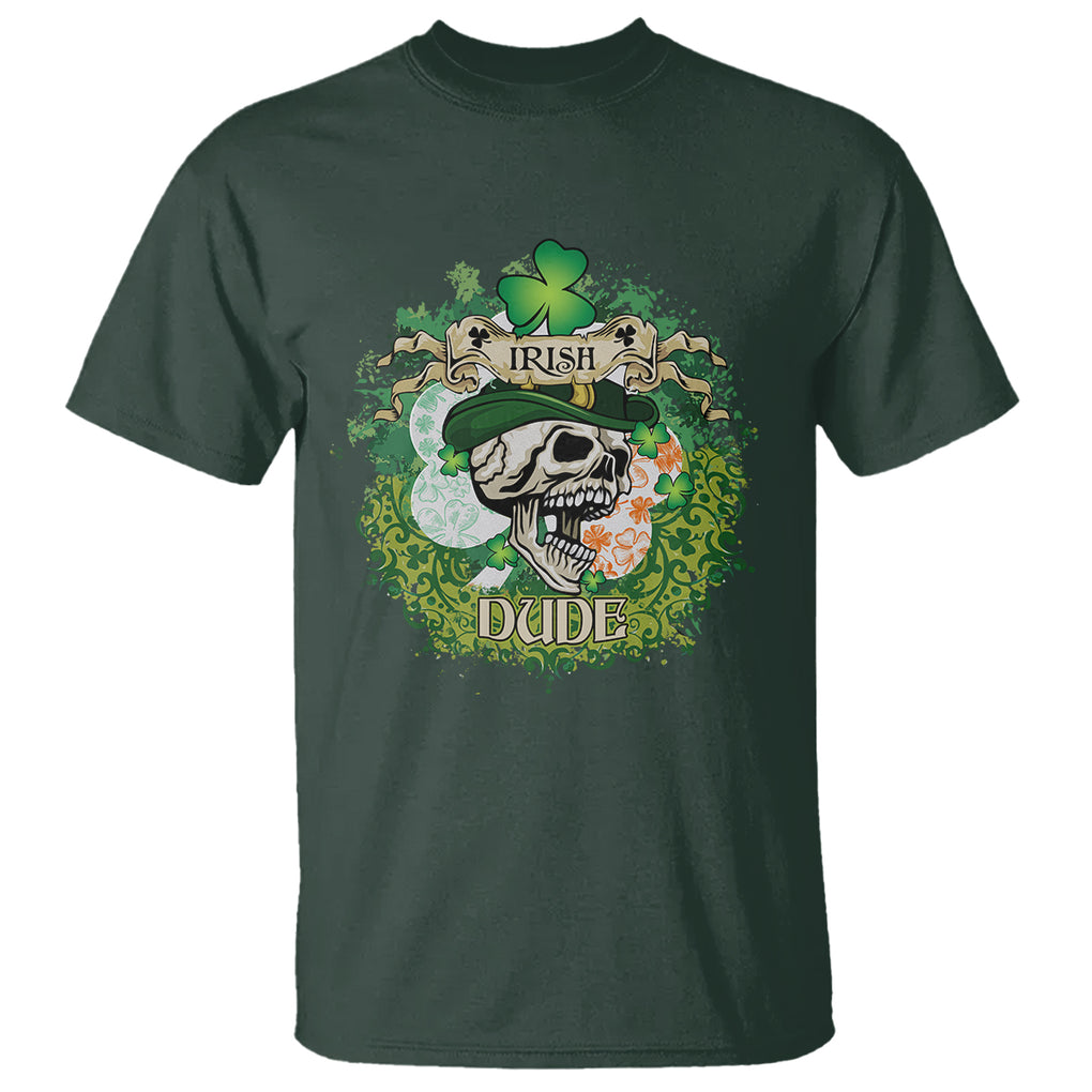 Irish Skull T Shirt Irish Dude Sugar Skull St Patricks Day Leprechaun TS02 Dark Forest Green Printyourwear