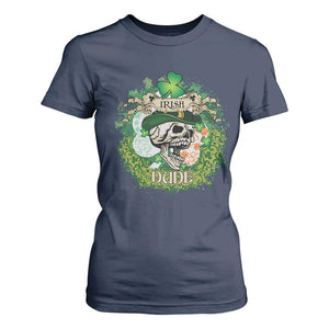 Irish Skull T Shirt For Women Irish Dude Sugar Skull St Patricks Day Leprechaun TS02 Navy Print Your Wear