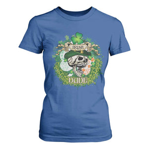 Irish Skull T Shirt For Women Irish Dude Sugar Skull St Patricks Day Leprechaun TS02 Royal Blue Print Your Wear