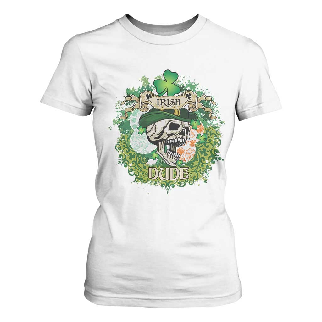 Irish Skull T Shirt For Women Irish Dude Sugar Skull St Patricks Day Leprechaun TS02 White Print Your Wear