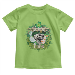 Irish Skull Toddler T Shirt Irish Dude Sugar Skull St Patricks Day Leprechaun TS02 Lime Print Your Wear