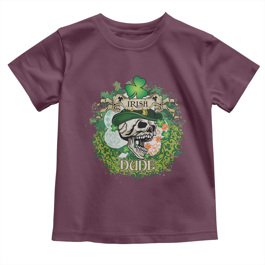 Irish Skull Toddler T Shirt Irish Dude Sugar Skull St Patricks Day Leprechaun TS02 Maroon Print Your Wear