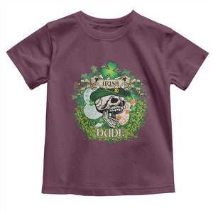 Irish Skull Toddler T Shirt Irish Dude Sugar Skull St Patricks Day Leprechaun TS02 Maroon Print Your Wear