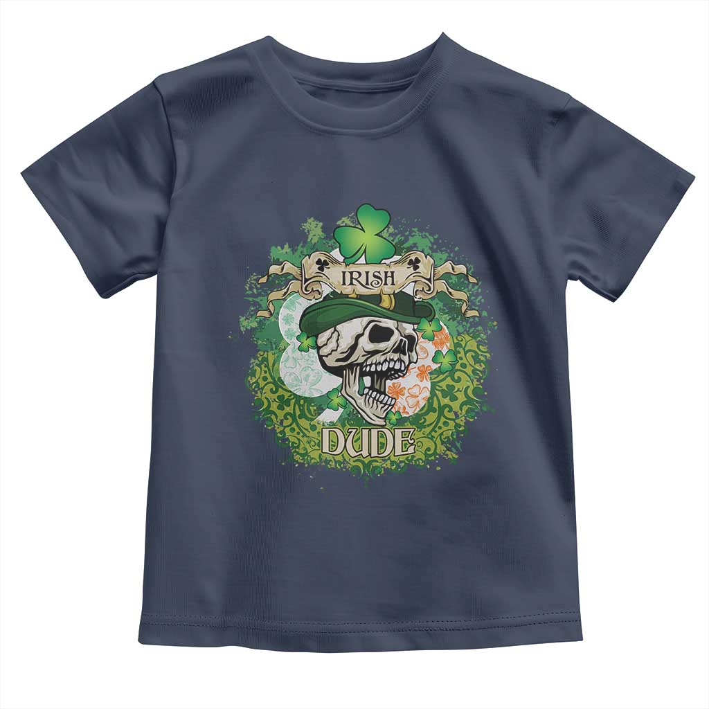 Irish Skull Toddler T Shirt Irish Dude Sugar Skull St Patricks Day Leprechaun TS02 Navy Print Your Wear