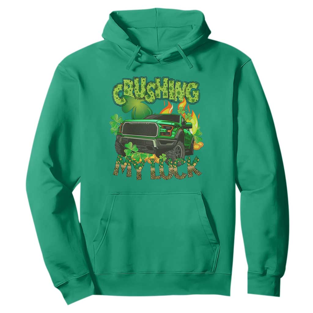 Funny St. Patricks Day Hoodie Crushing My Luck Truck of Shamrocks TS02 Irish Green Printyourwear