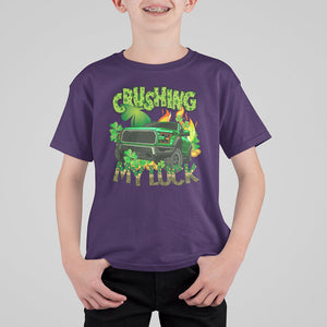 Funny St. Patricks Day T Shirt For Kid Crushing My Luck Truck of Shamrocks TS02 Purple Printyourwear