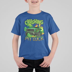 Funny St. Patricks Day T Shirt For Kid Crushing My Luck Truck of Shamrocks TS02 Royal Blue Printyourwear