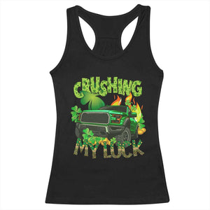 Funny St Patricks Day Racerback Tank Top Crushing My Luck Truck of Shamrocks TS02 Black Print Your Wear