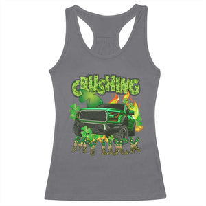 Funny St Patricks Day Racerback Tank Top Crushing My Luck Truck of Shamrocks TS02 Charcoal Print Your Wear