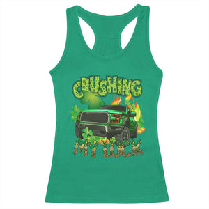 Funny St Patricks Day Racerback Tank Top Crushing My Luck Truck of Shamrocks TS02 Irish Green Print Your Wear