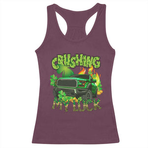 Funny St Patricks Day Racerback Tank Top Crushing My Luck Truck of Shamrocks TS02 Maroon Print Your Wear