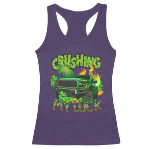 Funny St Patricks Day Racerback Tank Top Crushing My Luck Truck of Shamrocks TS02 Purple Print Your Wear