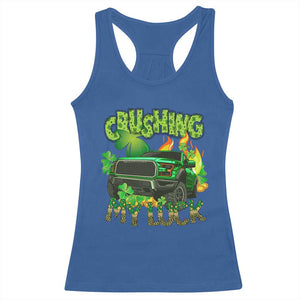 Funny St Patricks Day Racerback Tank Top Crushing My Luck Truck of Shamrocks TS02 Royal Blue Print Your Wear
