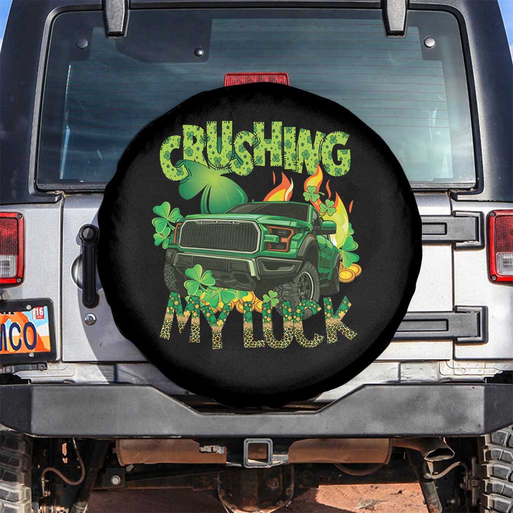 Funny St Patricks Day Spare Tire Cover Crushing My Luck Truck of Shamrocks TS02 No hole Black Print Your Wear