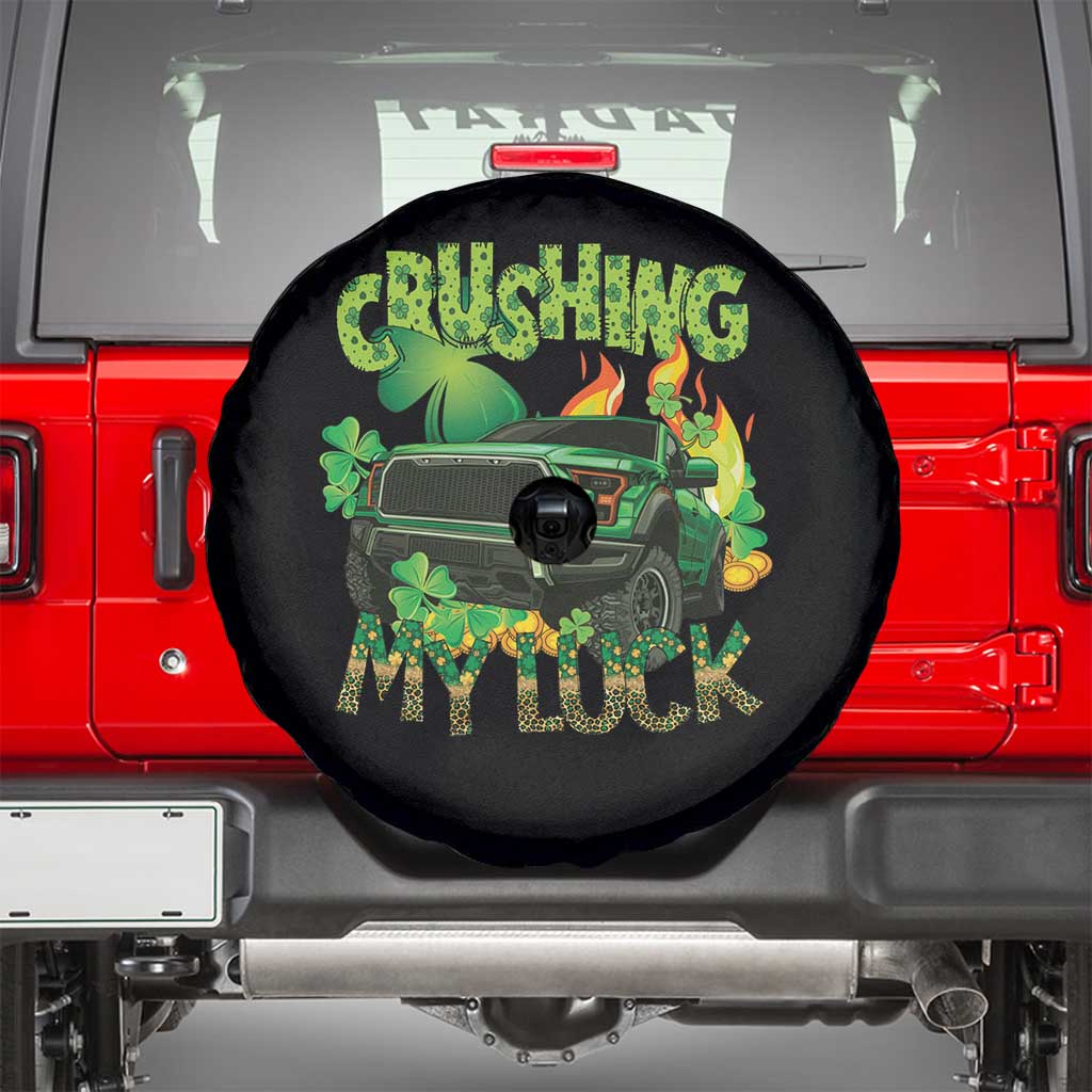 Funny St Patricks Day Spare Tire Cover Crushing My Luck Truck of Shamrocks TS02 Black Print Your Wear