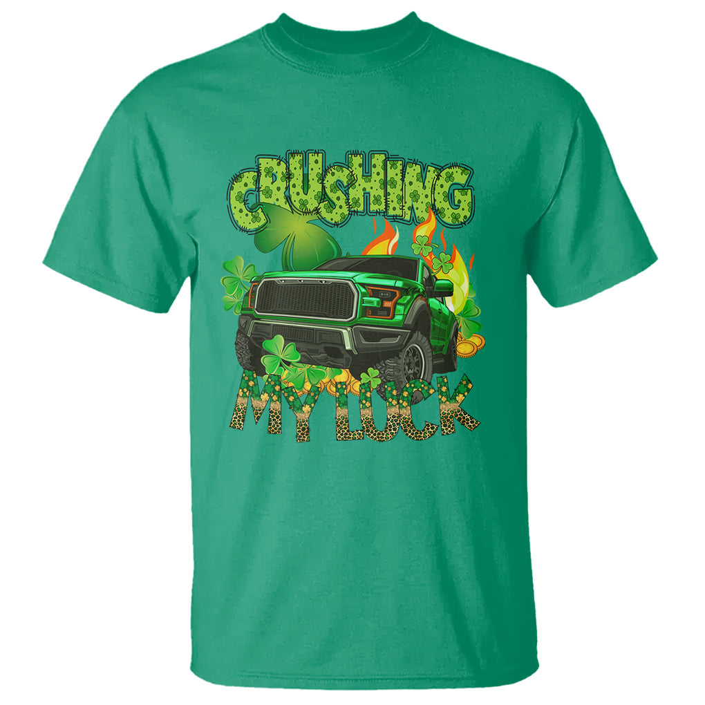 Funny St. Patricks Day T Shirt Crushing My Luck Truck of Shamrocks TS02 Irish Green Printyourwear