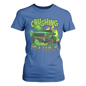 Funny St Patricks Day T Shirt For Women Crushing My Luck Truck of Shamrocks TS02 Royal Blue Print Your Wear