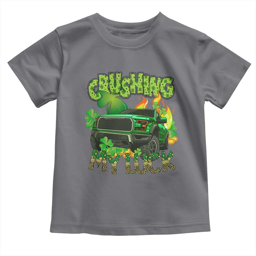 Funny St Patricks Day Toddler T Shirt Crushing My Luck Truck of Shamrocks TS02 Charcoal Print Your Wear