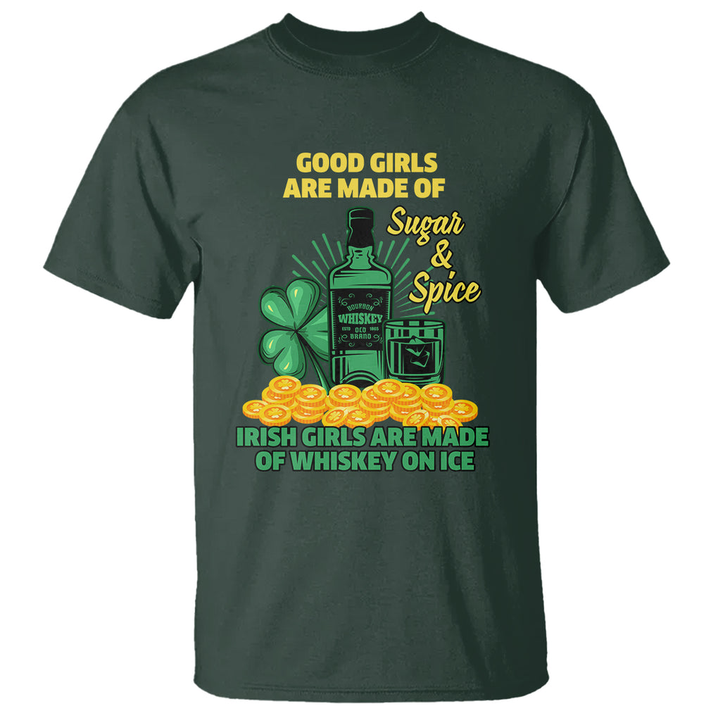 Funny St. Patricks Day Drinking T Shirt Irish Girls Are Made of Whiskey On Ice Alcohol Lover TS02 Dark Forest Green Printyourwear