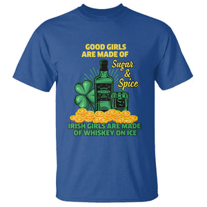 Funny St. Patricks Day Drinking T Shirt Irish Girls Are Made of Whiskey On Ice Alcohol Lover TS02 Royal Blue Printyourwear