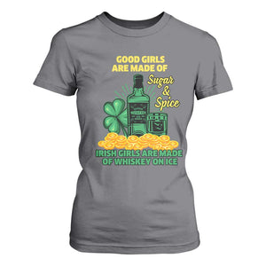 Funny St Patricks Day Drinking T Shirt For Women Irish Girls Are Made of Whiskey On Ice Alcohol Lover TS02 Charcoal Print Your Wear