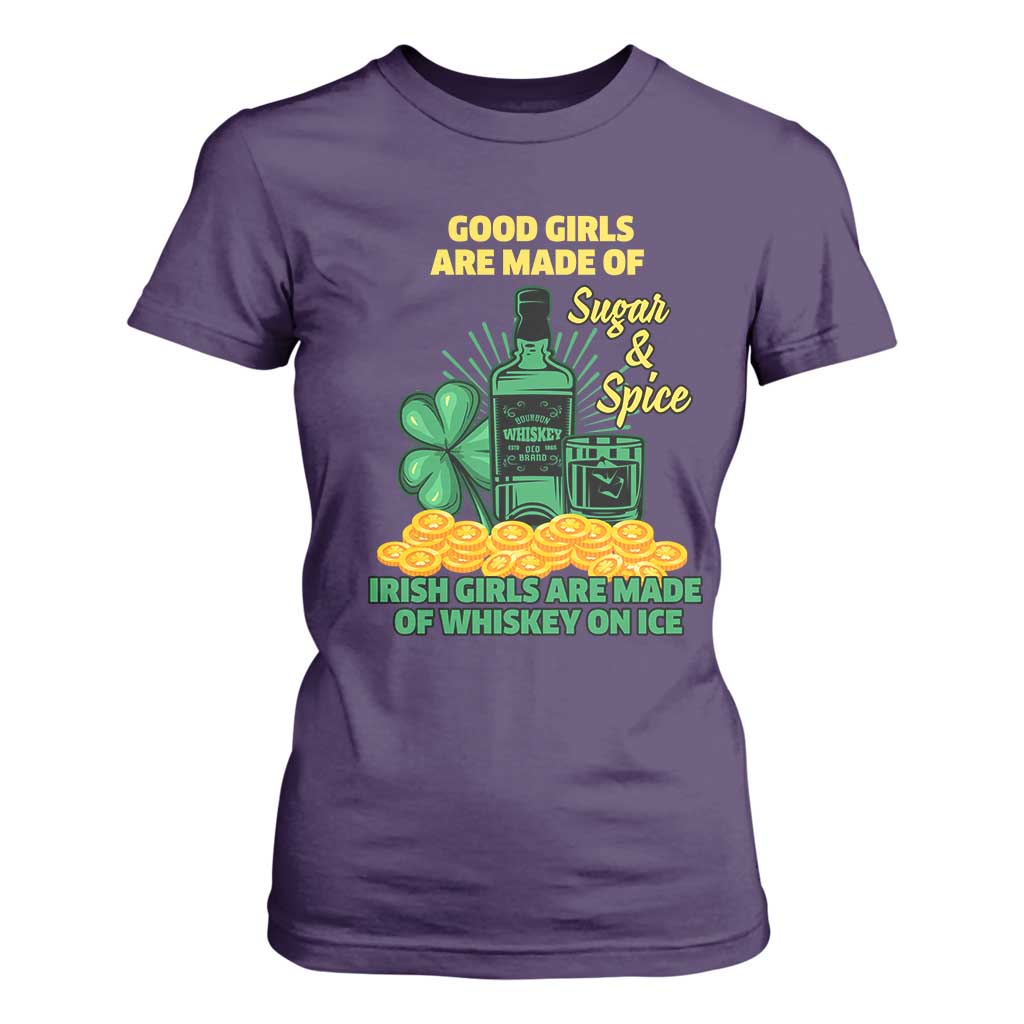 Funny St Patricks Day Drinking T Shirt For Women Irish Girls Are Made of Whiskey On Ice Alcohol Lover TS02 Purple Print Your Wear