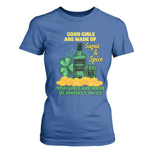 Funny St Patricks Day Drinking T Shirt For Women Irish Girls Are Made of Whiskey On Ice Alcohol Lover TS02 Royal Blue Print Your Wear