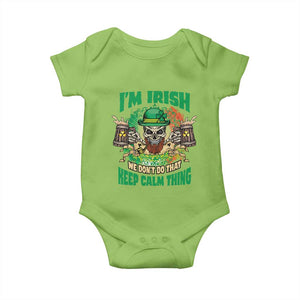 Irish Skull Baby Onesie I'm Irish We Don't Do That Keep Calm Thing St Patrick's Day Shamrock TS02 Lime Print Your Wear