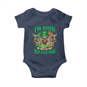 Irish Skull Baby Onesie I'm Irish We Don't Do That Keep Calm Thing St Patrick's Day Shamrock TS02 Navy Print Your Wear