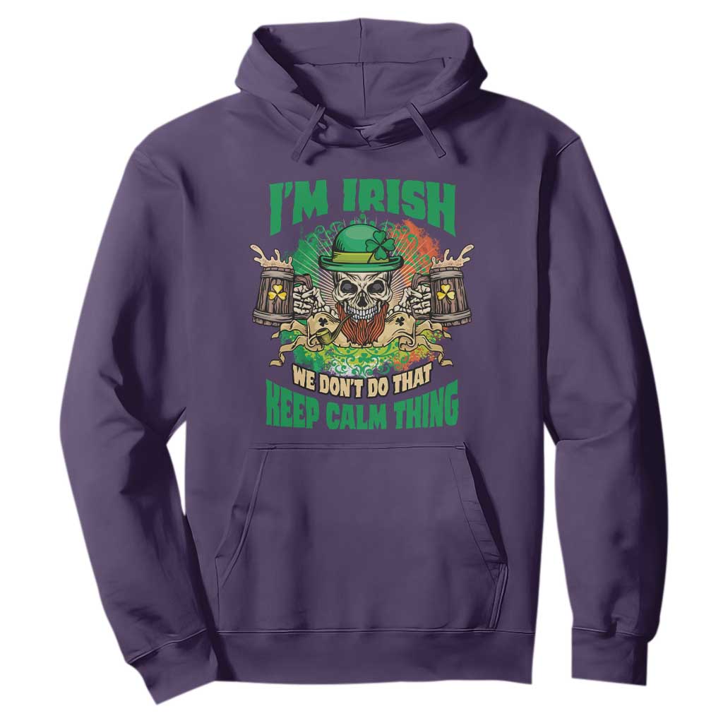 Irish Skull Hoodie I'm Irish We Don't Do That Keep Calm Thing St Patrick's Day Shamrock TS02 Purple Printyourwear