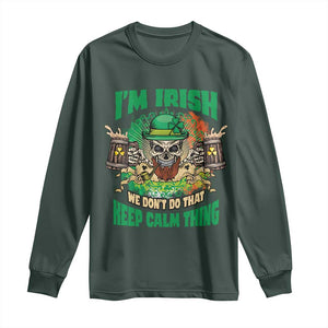 Irish Skull Long Sleeve Shirt I'm Irish We Don't Do That Keep Calm Thing St Patrick's Day Shamrock TS02 Dark Forest Green Print Your Wear