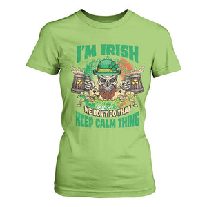Irish Skull T Shirt For Women I'm Irish We Don't Do That Keep Calm Thing St Patrick's Day Shamrock TS02 Lime Print Your Wear