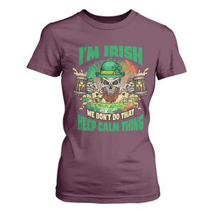Irish Skull T Shirt For Women I'm Irish We Don't Do That Keep Calm Thing St Patrick's Day Shamrock TS02 Maroon Print Your Wear